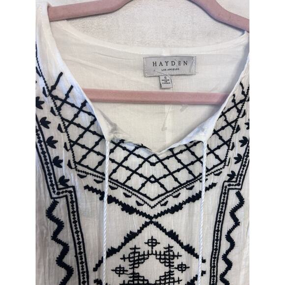 Hayden Los Angeles White‎ Embroidered Tassel Tie Neck Midi Dress Size S - Picture 3 of 6
